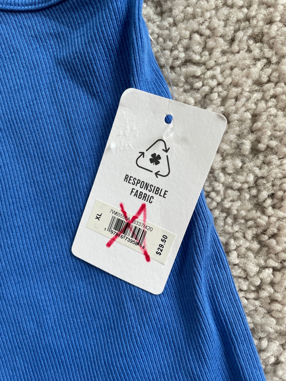 Lucky Brand Light Blue Fitted High Neck Ribbed Knit Sleeveless Tank Top Size XL - Picture 7 of 9